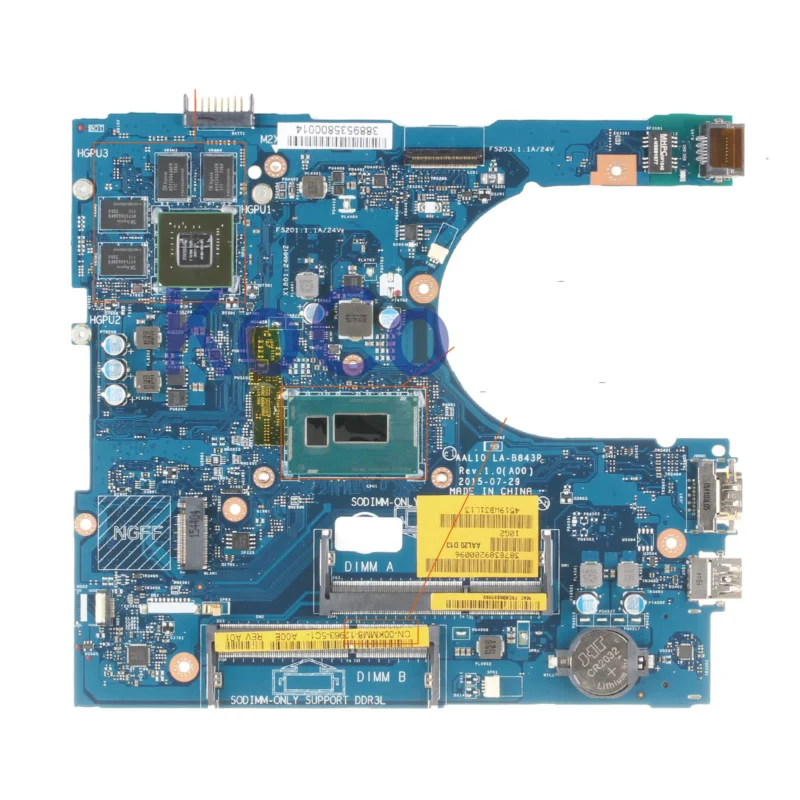 FOR DELL Inspiron 5458 5758 5558 Motherboard Supports I3-4005U 00KMM8 LA-B843P