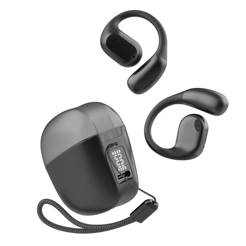 Auriculares Inalámbricos Soleeanre con Gancho para la Oreja, Pantalla Digital, Auriculares Deportivos para Juegos, Auriculares Intrauditivos con Micrófono para Fitness