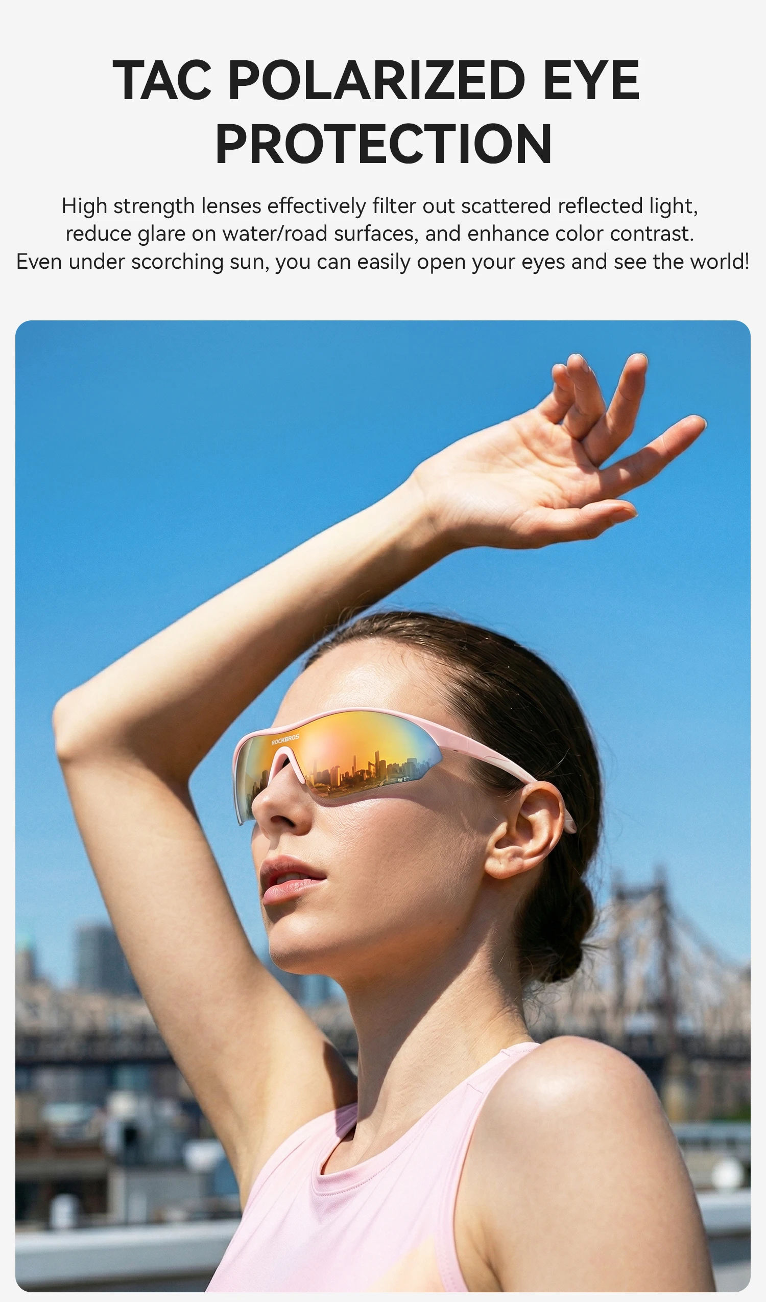 ROCKBROS Fahrradbrille UV400 Polarisierte Sport-Sonnenbrille Leichtgewicht UV-Schutz Winddichte Outdoor-Laufbrille – Detail 8