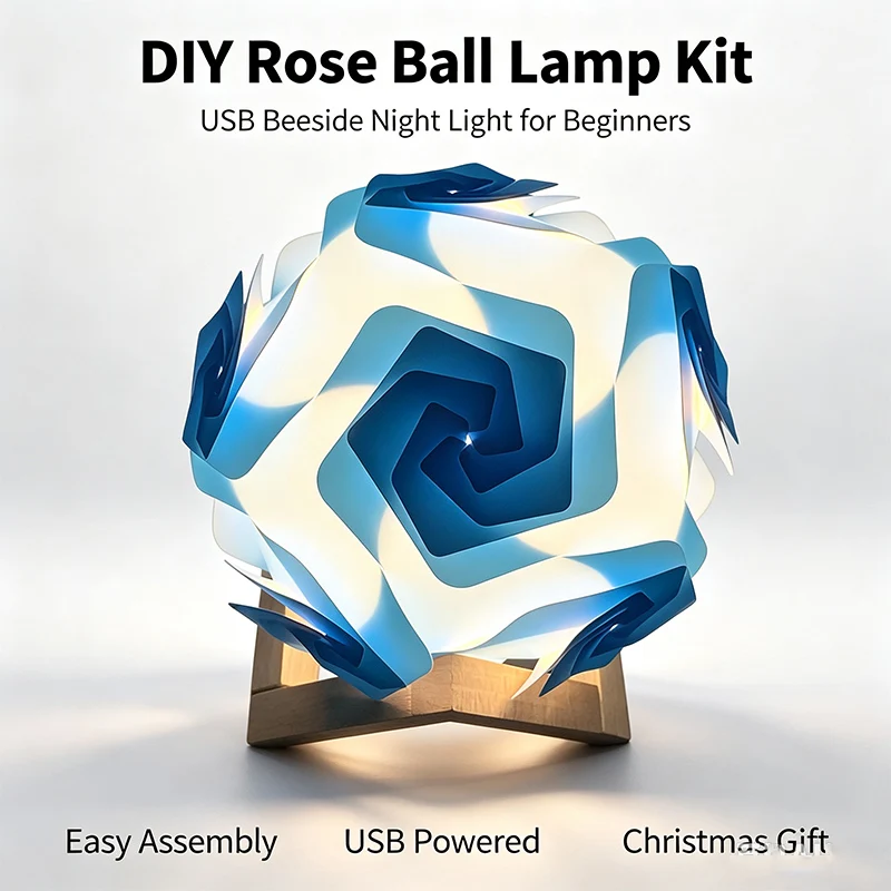 DIV Rose LED Desk Lamp USB Powered Girls Bedside Night Light Nordic Room Atmosphere Lamp Holiday Birthday Gift