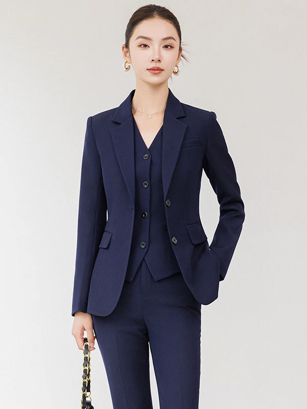 Olive Green Suit Jacket Women's New 2026 Bank Interview Formal High-End Career Women's Suit Vest Set Slim Fit Commute Style