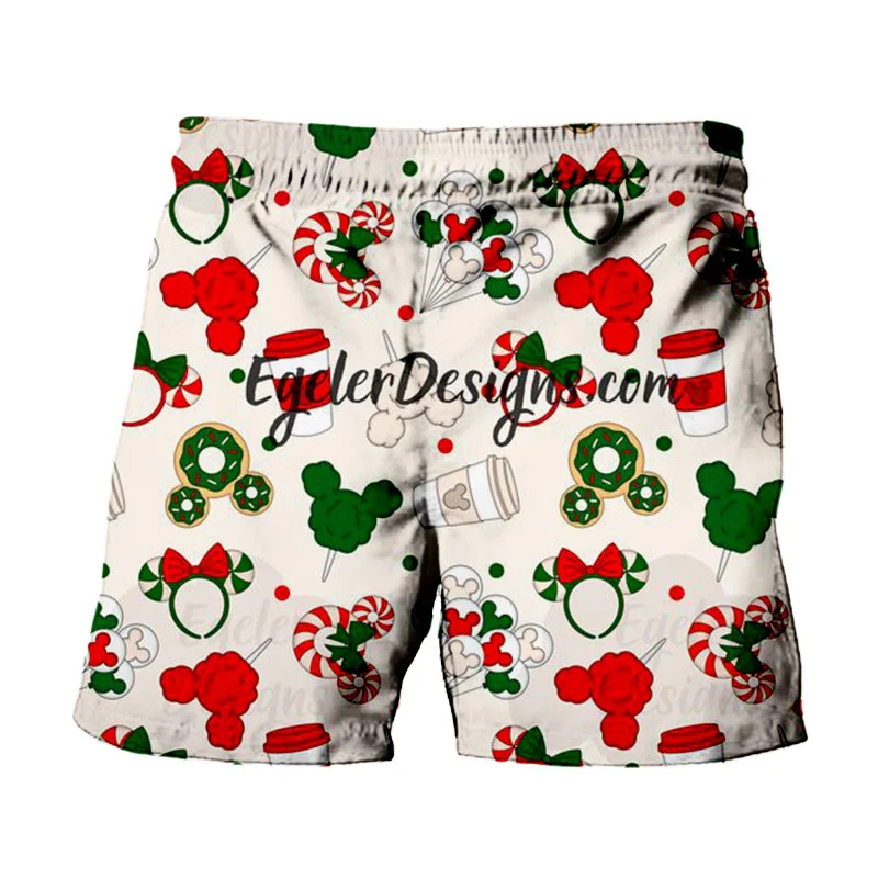 2024 Weihnachten neue Disney Marke Mickey und Minnie Anime drucken Sommer Herrenmode Beach Party Casual Shorts y2k