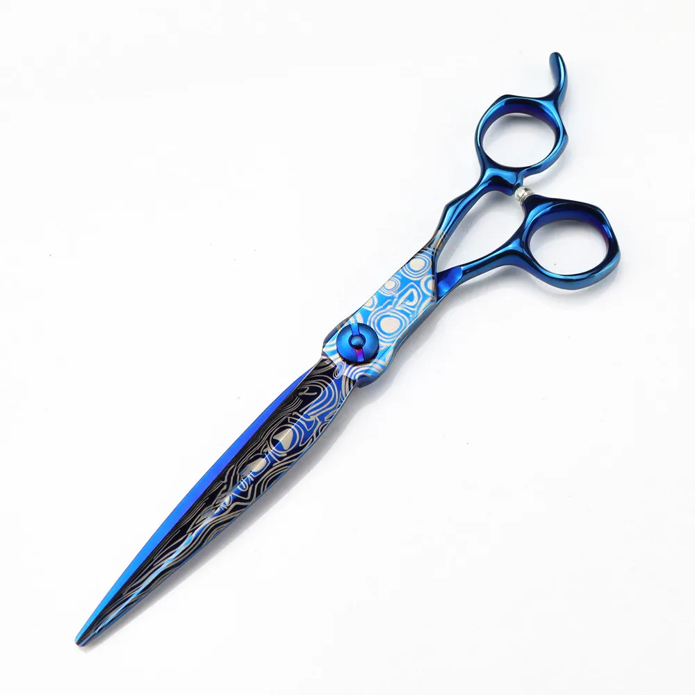 Professional 7 '' Blue Damascus Upscale scissor cut hair cutting scissors thinning barber haircut shears Hairdressing scissors