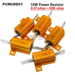2PCS 10W Aluminum Power Metal Case Wirewound Resistor 0.1 ~ 10K 0.5 1 2 3 5 6 8 10 20 100 150 200 300 500 1K 5K Ohm
