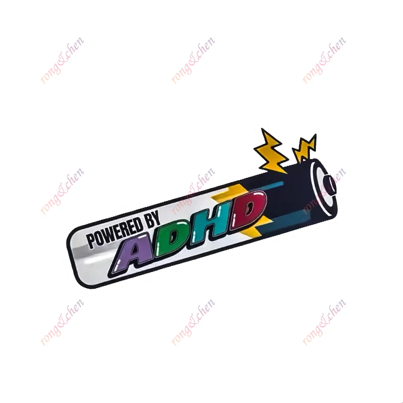

Funny Car Sticker Powered By Adhd for Car Motorcycle Racing Helmet Laptop Trunk Body Car Window Surfboard Waterproof PVC Decals