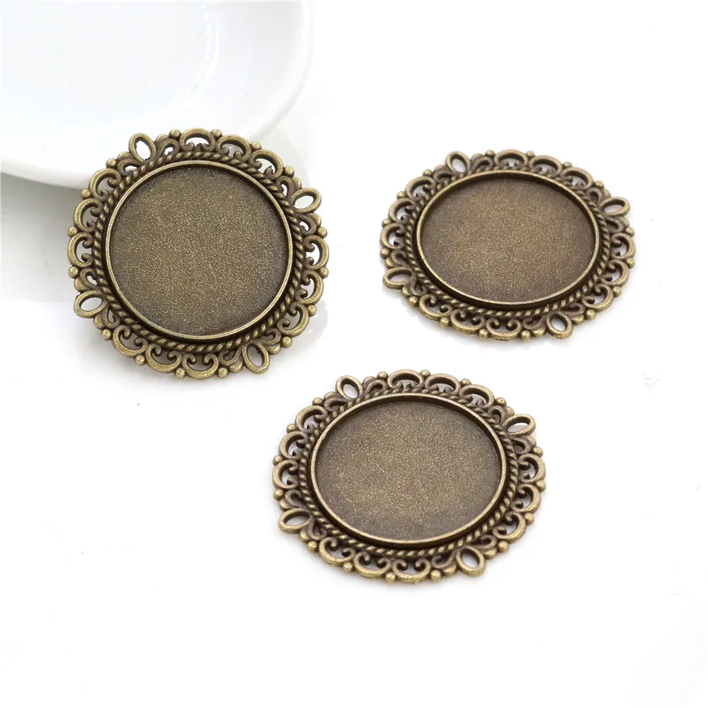 10pcs 20mm Inner Size Antique Silver Plated Bronze Rose Gold Black Classic Style Cabochon Base Setting Charms Pendant