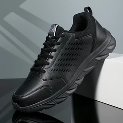 High Quality Leather Men Walking Sneakers Comfortable Non-Slip Jogging Casual Sport Shoes Lightweight Men Athletic Running Shoes