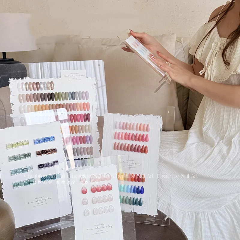 Acryl Nagel Gel Polnisch Display Diagramm Farbkarte mit falschen Spitzen Zeigt Regal Nagelspitzen Farbkarte Nail Art Display Board Rack