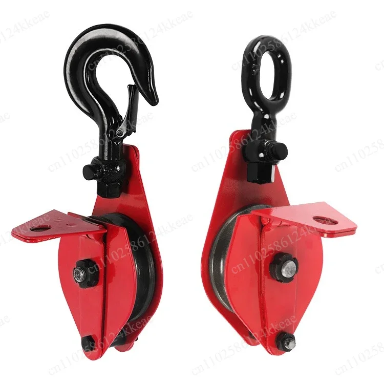 Open Hook Type Lifting Pulley Block, Thickened Steel Plate Chain Ring Tackle for Multi-Ton Hoisting