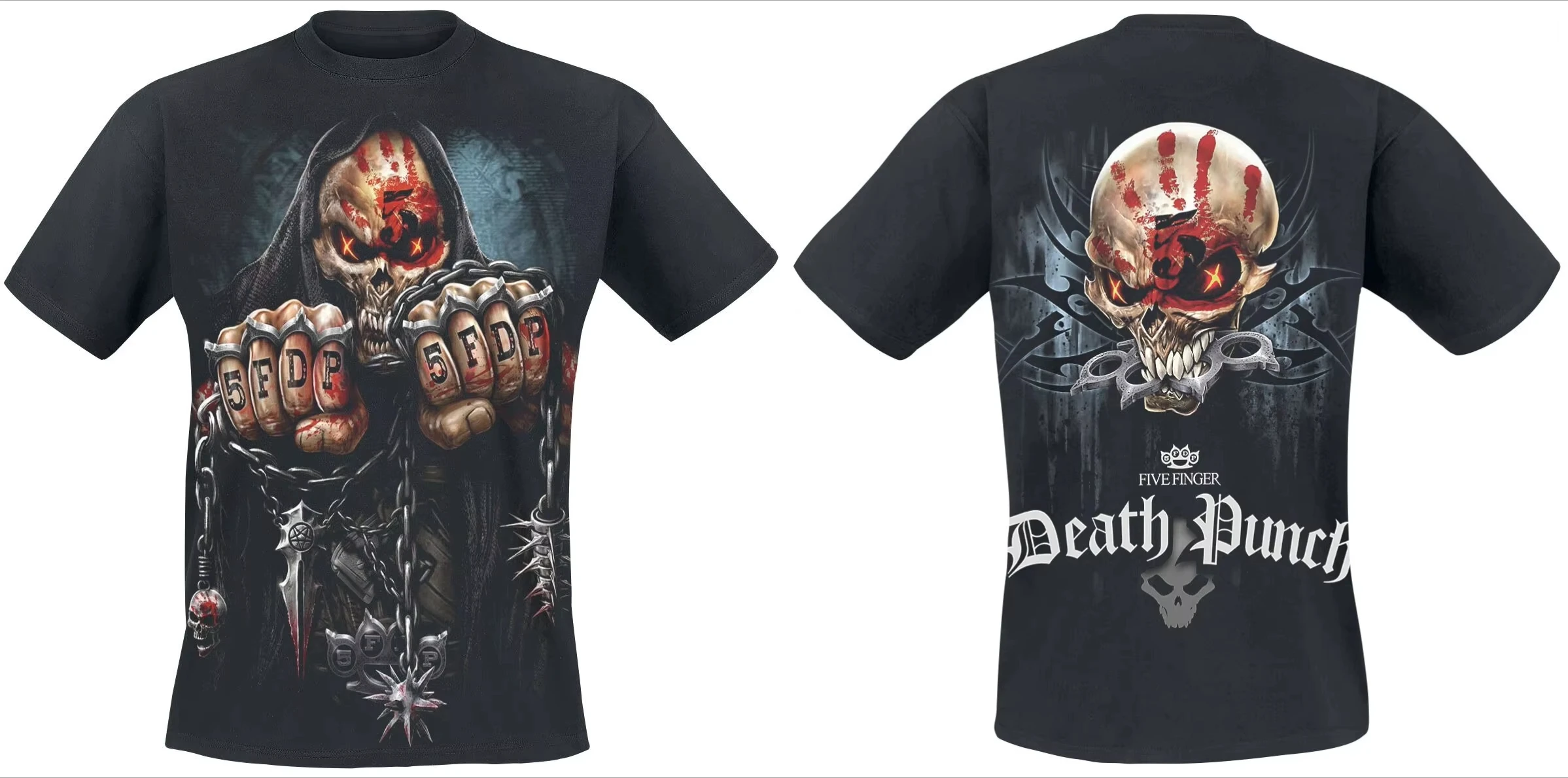 2026 New Cool Five Finger Death Punch Bloody Skull Print T-Shirt  Cotton Unisex Metal Fans Casual Tee