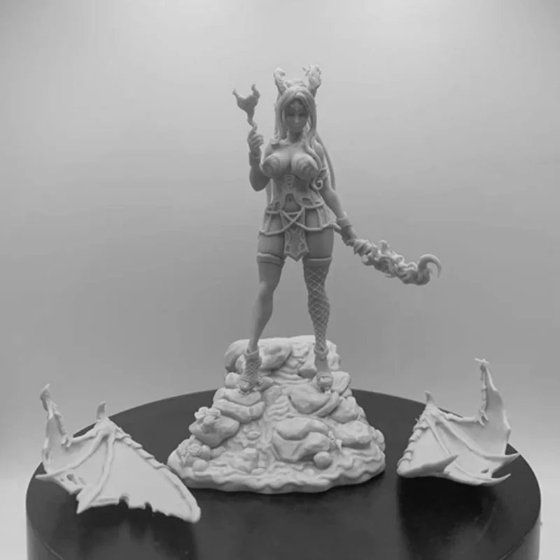 Hell Female Demon with Deck Miniature Hobby Toy Statue 1/24 Ratio High 115mm Unassembled and Unpainted Free Shipping KM-027