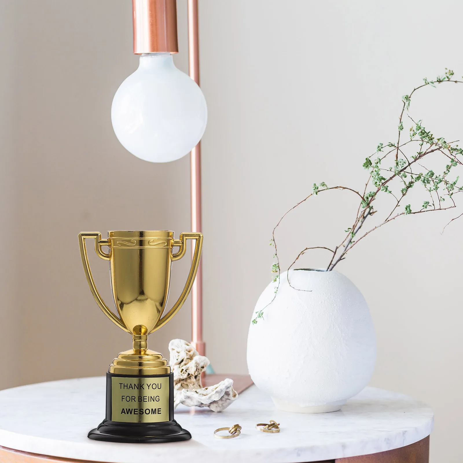 

6Pcs Mini Gold Trophies Plastic Awards Sports Party Favors Competition Recognition School Rewards Lightweight Mini Trophies