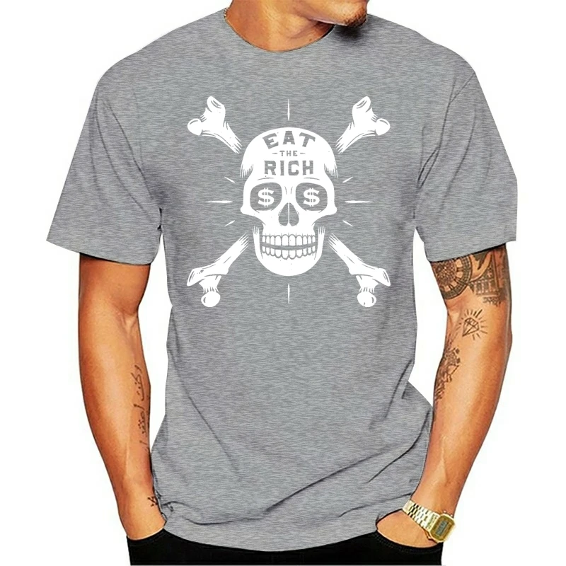 Eat The Rich Ladies Fitted Ringspun T-SHIRTSkull & CrossbonesVintageMoney men t shirt