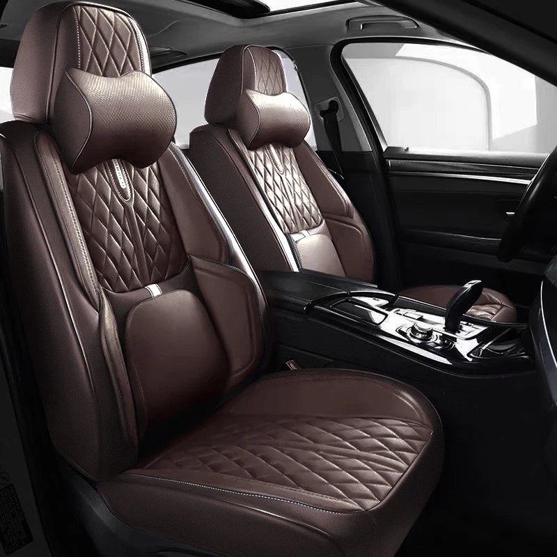 Universal Car Seat Covers Full Covered Durable Artificial Leather Seat Cushion for 90% Sedan SUV  Include Front and Rear Cover