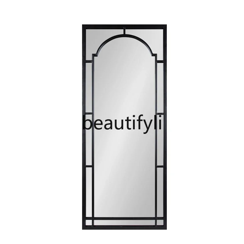 

FG28Wrought iron mirror wall-mounted full-length mirror Nordic style decorative upper wall half-body mirror large size