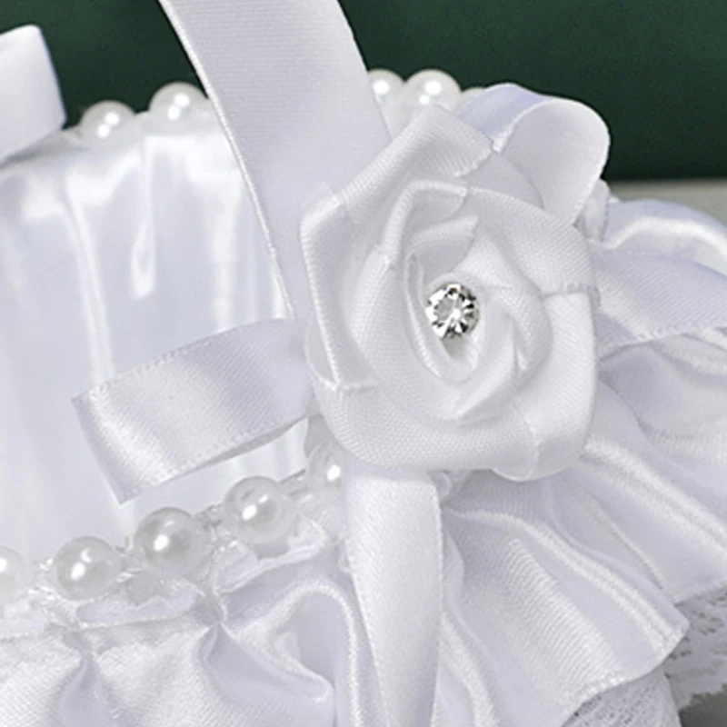 1PC Wedding Flower Girl Basket Satin Flower Basket Candy Storage Basket Petals Storage Basket Petals Basket Wedding Ceremony Par