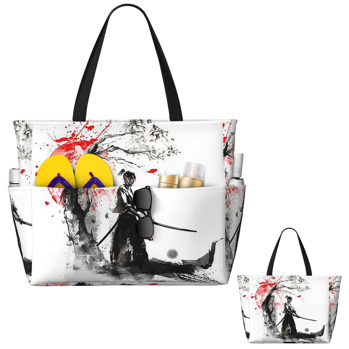 

Japanese Samurai Beach Tote Bag Sport Gym Yoga Duffle Large Tote Bag Women Travel Bag Fitness bag