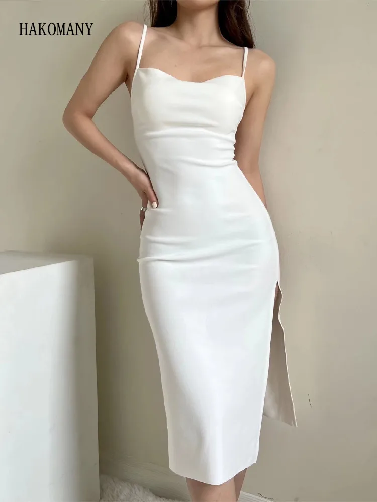 

2023 Women Side Slit Off Shoulder Midi Long Tube Top Party Robe Summer Sexy Ruched Waist Jersey Sling Dress