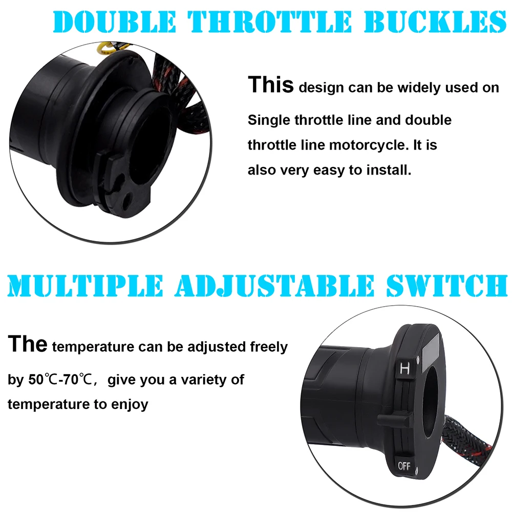 

Heated Handlebar Heater Motorcycle Motorbike Adjustable Temperature Rubber Grips Heating Handles 50 70 Degrees Truck Lighting