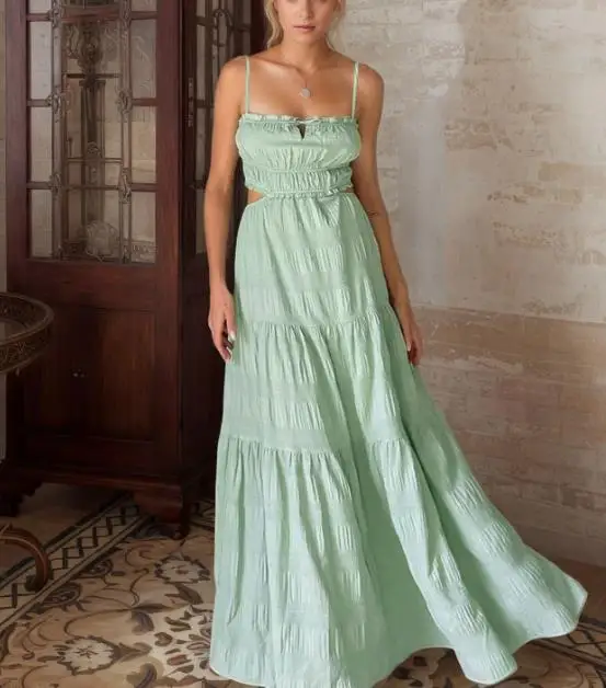 

2026 Elegant Summer New Dresses for Women's Clothing Art Retro Sexy Backless Big Swing Suspender Jumpsuit Long Skirt