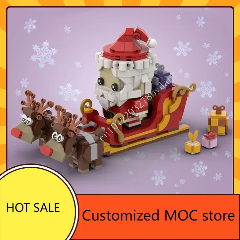 

576 шт. DIY MOC классические художественные сани Санта-Клауса с оленями и подарки праздничный комплект-головоломка для сборки на Рождество, день рождения для детей в возрасте