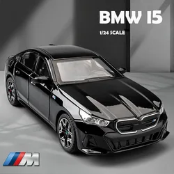 Diecast Miniature Voiture 1/24 BMW I5 M60 Alloy Car Model with Sound Light Children Boy Toy Vehicle Birthday Gift Home Decor
