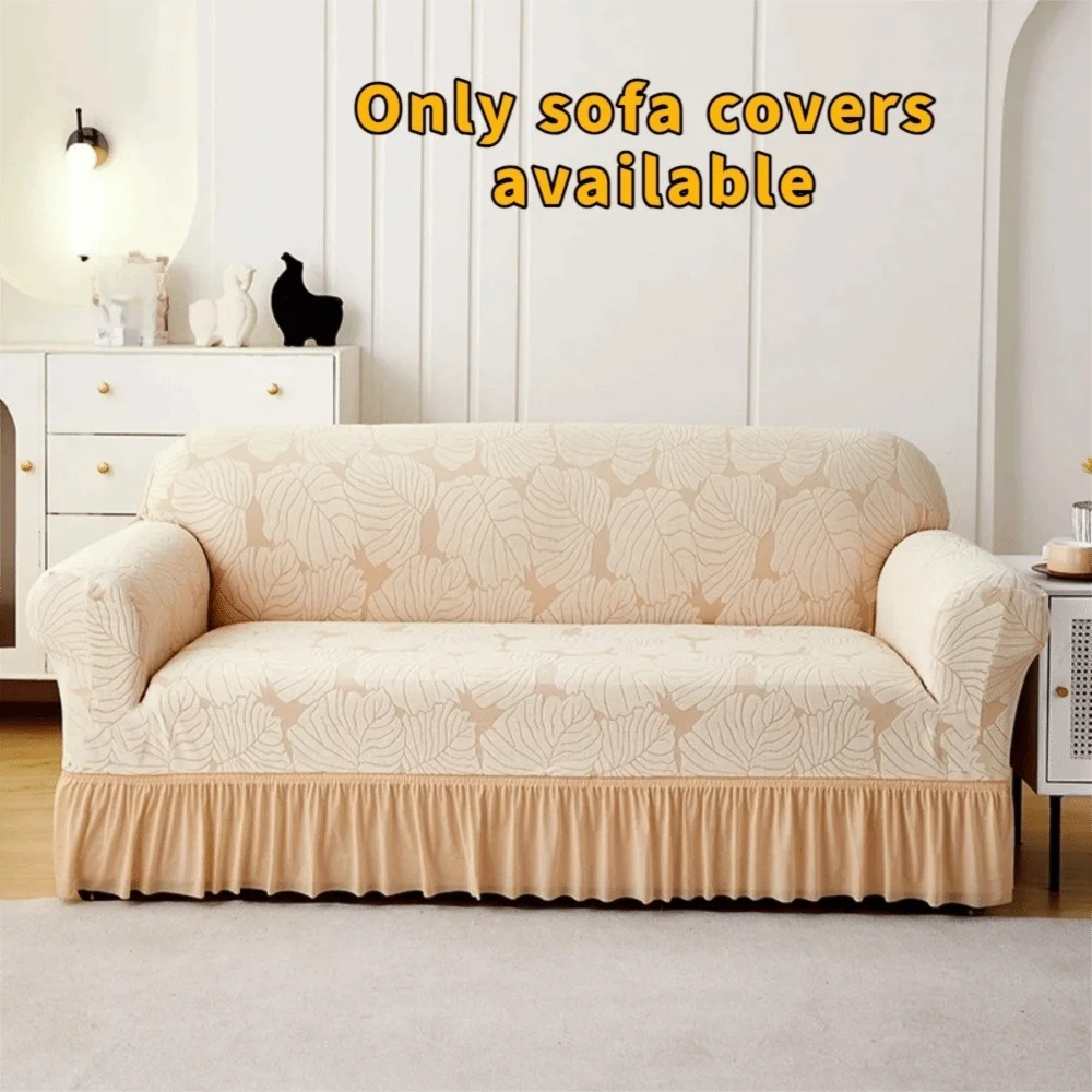 Soft 2/3 Seat Stretch Couch Cover All-inclusive Leaf Print Furniture Protector With Skirt Elastic Corner Sofa Slipcover Hotels