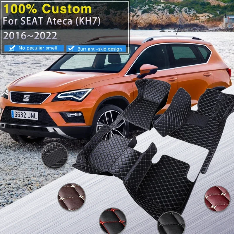 Complete Car Mats For SEAT Cupra Ateca KH7 2016~2022 Auto Floor Rugs Protective Pad Carpets Leather Mat Interior Parts Car Acces