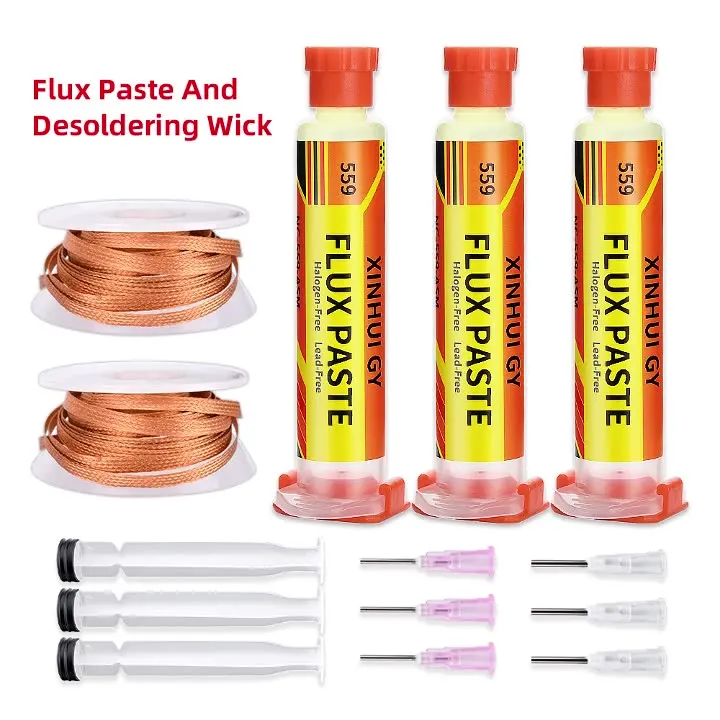 559 Tin Removal Wire Kit Adhesive Flux Paste Repair Kit Syringe style Elec559 Tin Removal Wire Kitronic Component Repair Tool