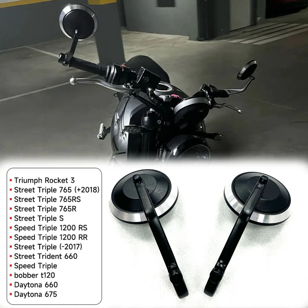 New Motorcycle Handlebar Rearview Side Mirrors Bar End Mirror Kit For Street Triple S 765 765RS 765R Bobber T120 Daytona 660 675