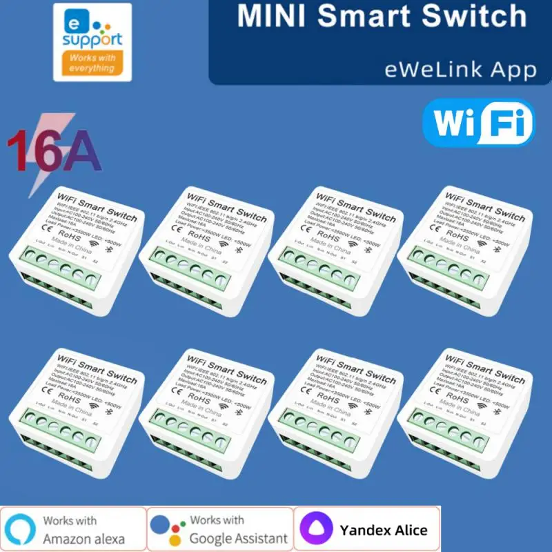 

1-10PCS Ewelink WiFi Mini Smart Switch 2-way Control Smart Home Timing Switch Voice Control Work With Alexa Google Home Alice