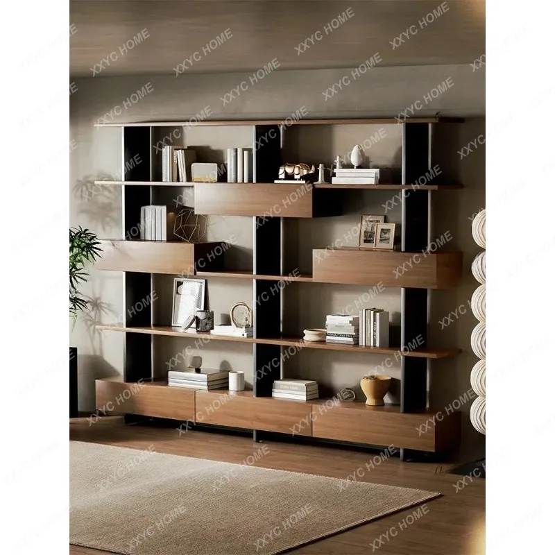 XX Modern Solid Wood Filing Cabinet with Display Shelf Floor Standing Bookcase Simple Storage Rack