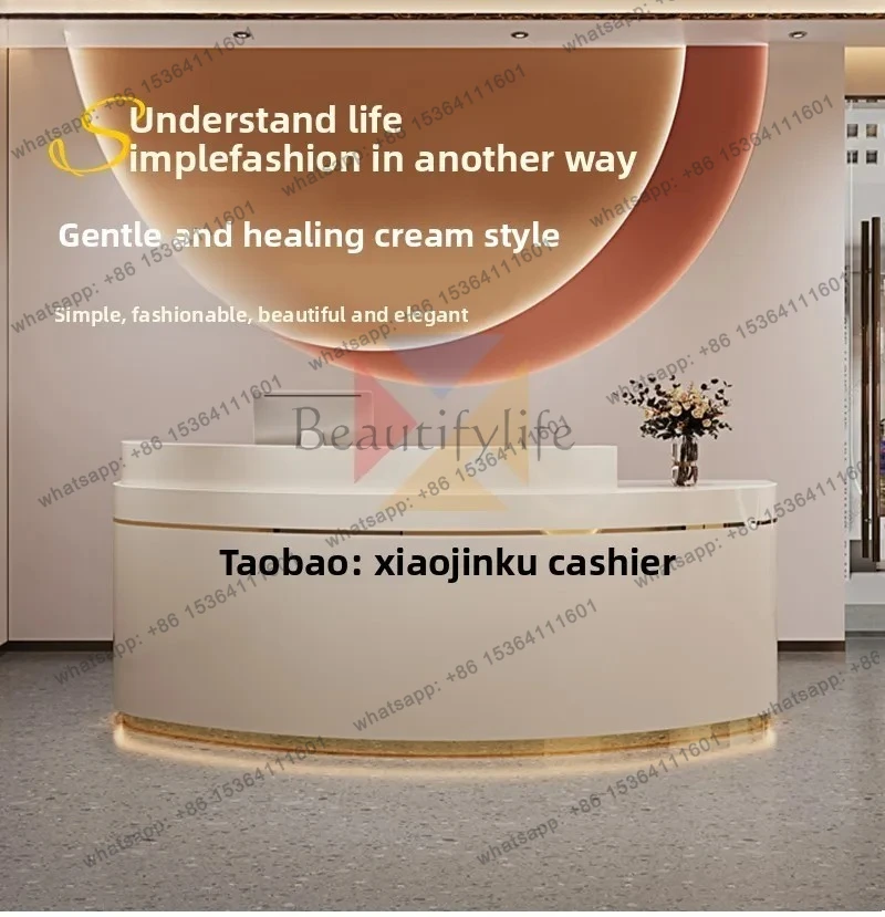 Nail and Clothing Store checkout page Face Washing and Hair Salon Center Curved Front Desk Reception Desk
