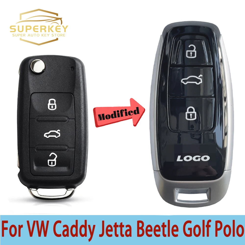 Superkey Modify For Audi New Style Keyless Smart Car Key Shell Case For 2011 2013 VW Caddy Jetta Beetle Golf Polo 5K0837202AJ