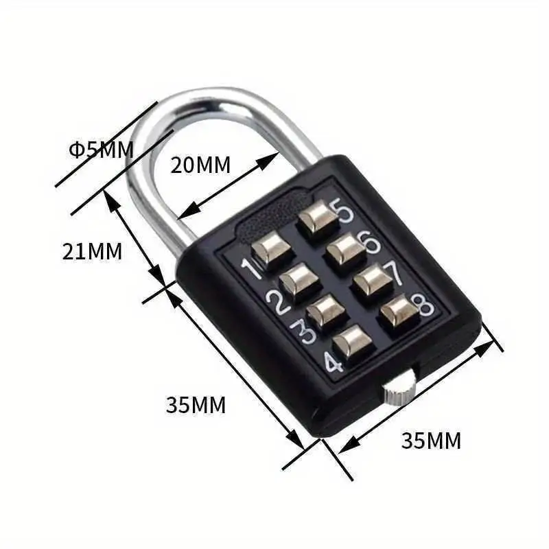 2PCS 8 Digits Password Code Outdoor Waterproof Combination Padlock Zinc Alloy Suitcase Travel Luggage Anti Theft Keyed Smart