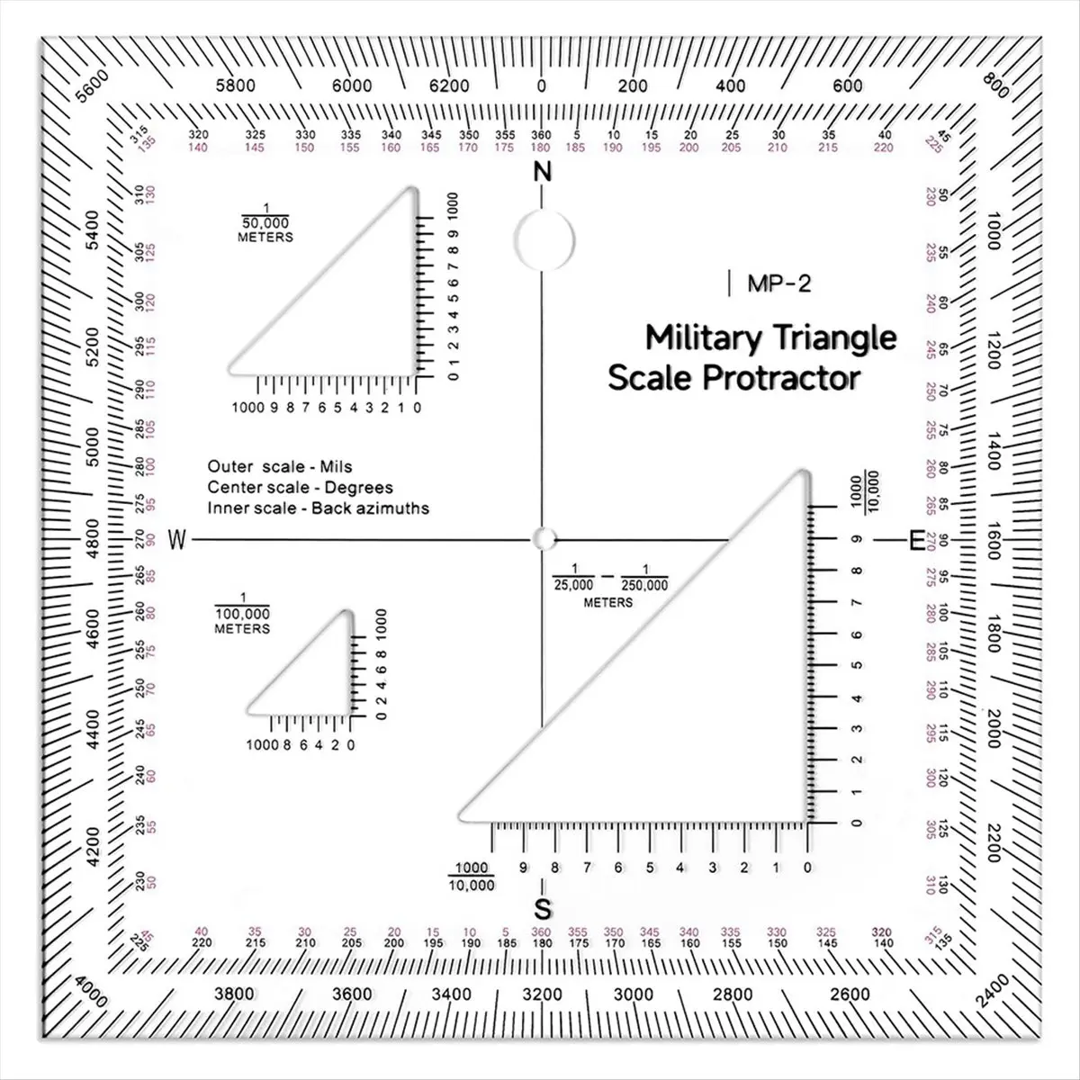 ABUA 5 Inch Map Protractor Utm/Mgrs Coordinate Scale Map Perfectly Cut Land Navigation Protractor