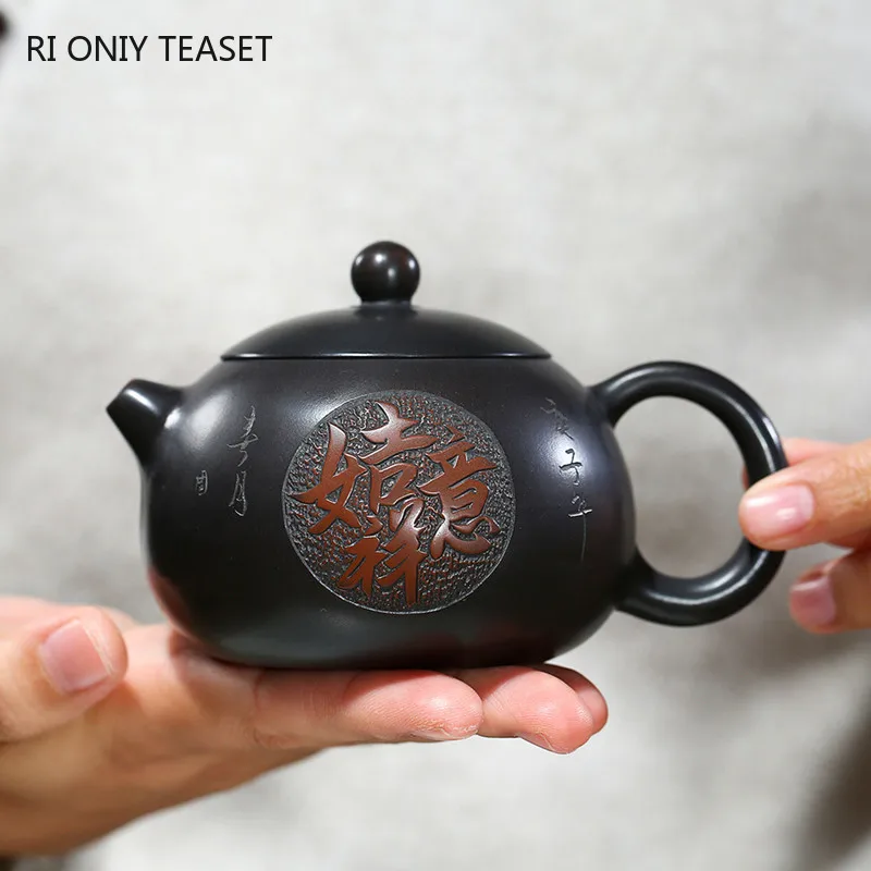 210ml Tradition Yixing Purple Clay Teapots Master Handmade Xishi Tea Pot Ball Hole Filter Kettle Chinese Zisha Tea Set Gifts