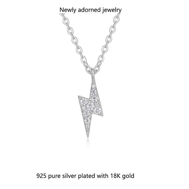 

Cross-border S925 sterling silver moissanite lightning necklace for women, featuring a minimalist and unique design, Korean fash