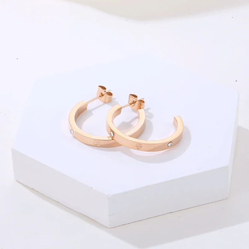 C Earrings For Women 2023 Trending Korean Fashion Piercing Ear Rings Stainless Steel Jewelry Accessory