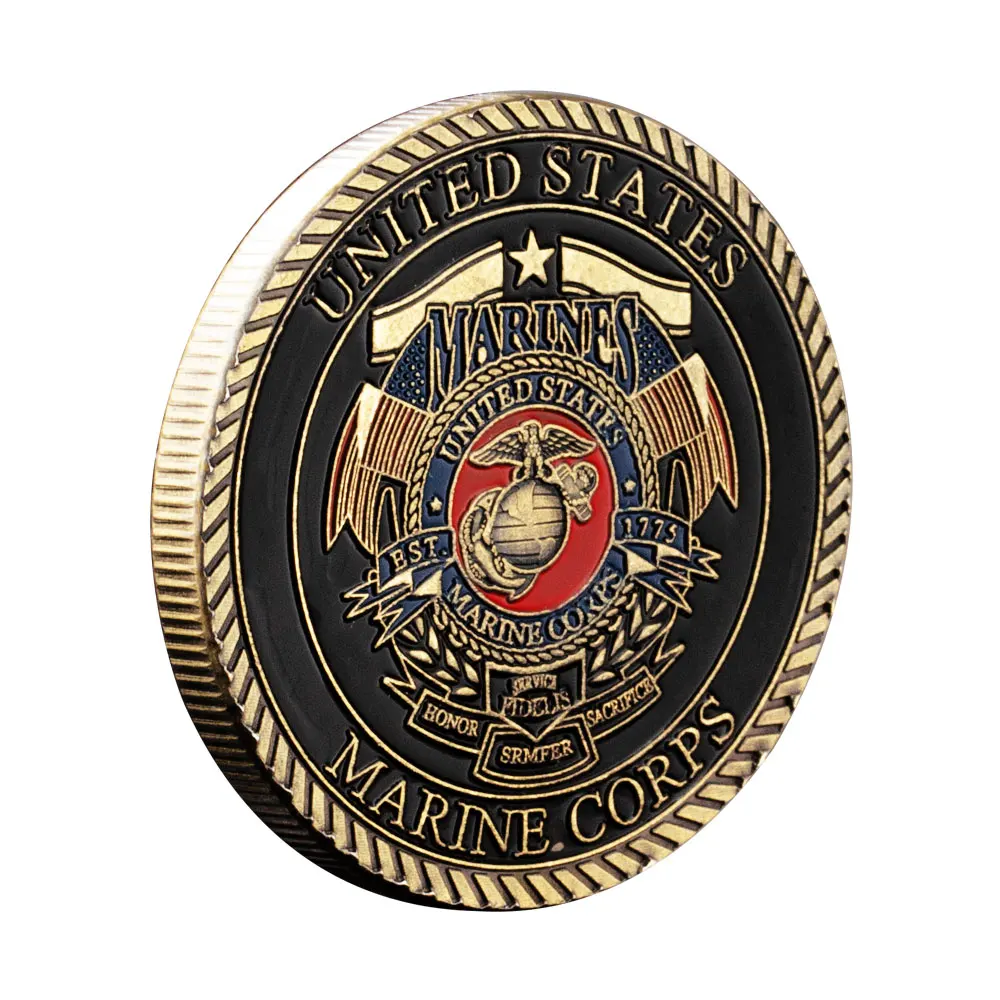 United States Marine Corps USMC Souvenir Semper Fidelis Military Coin Navy Coin Collection Copper Plated Commemorative Coin