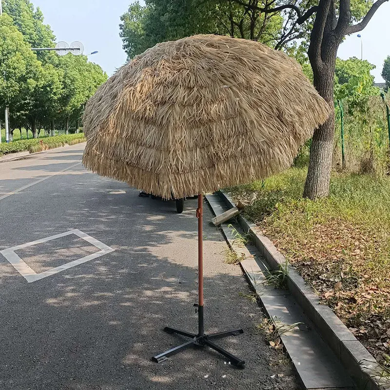 

200x220cm Tiki Umbrellas Simulated Thatch Patio Beach Umbrella Garden Pool Backyard Parasol Hawaiian UV Protect Tilt Sunshades