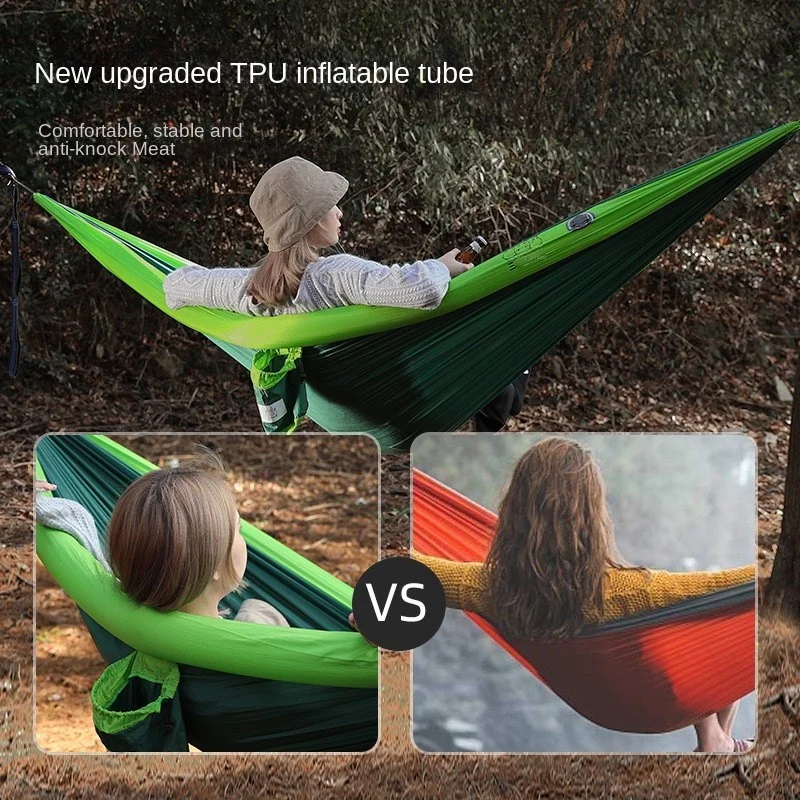 OMGD Double Inflatable Hammock Outdoor Swing For Adults And Children Anti Rollover Camping In The Wild Altalena Giardino Esterno