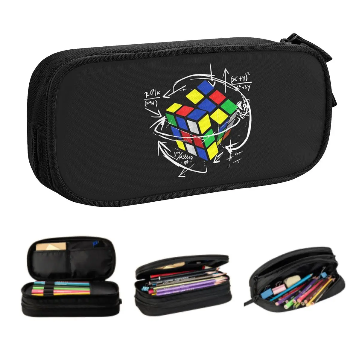 Custom Math Rubik Rubix Rubics Player Cube Cute Pencil Cases Large Capacity Math Lovers Pencil Pouch Students Stationery