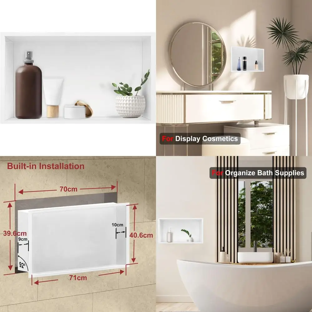 

Stainless Steel Shower Niche: Elegant Bathroom Storage Solution with Recessed Shelf for No-Tile Installation