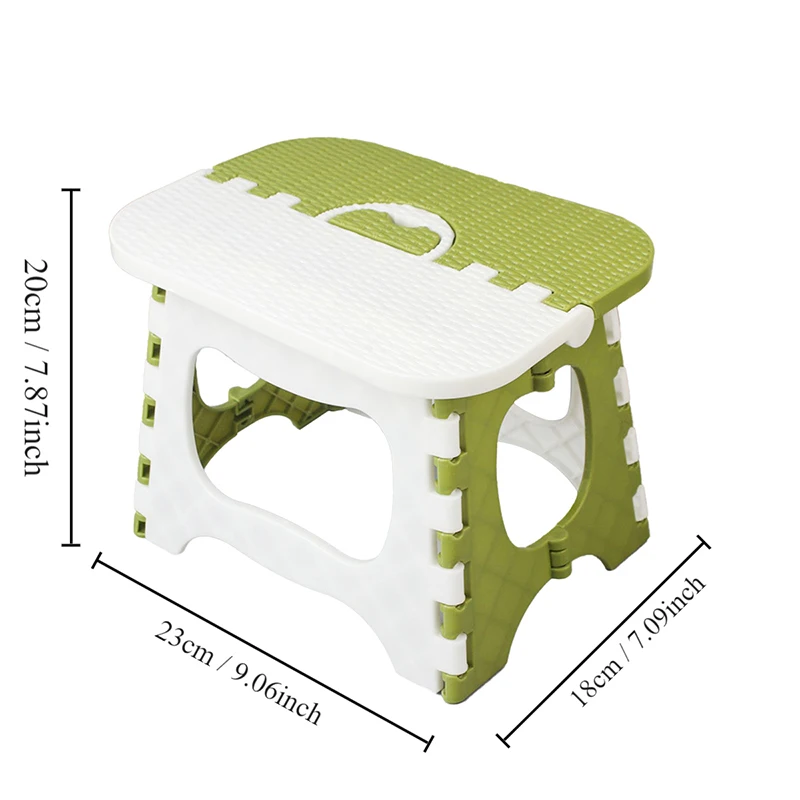 Petit tabouret pliant portable en plastique vert, anti-dérapant, ménage, 1 pièce