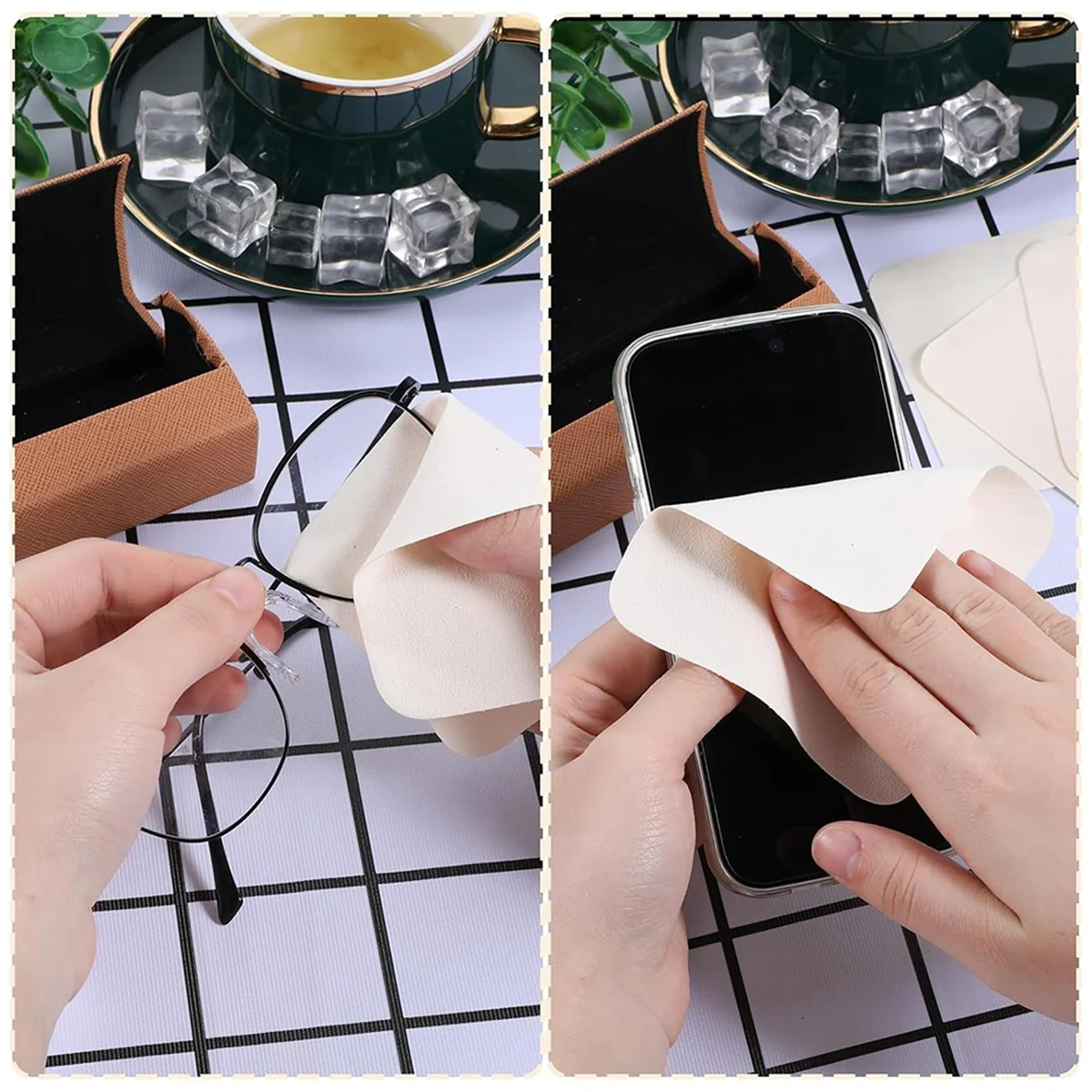 ABXHH 20-teiliges Leder-Gämsen-Tuch, Gämsen-Keramik-Werkzeug, 9,9 x 9,9 cm, vorgeschnitten, zum Glätten von Topf, Felgenbesatz, Schlammwerkzeug