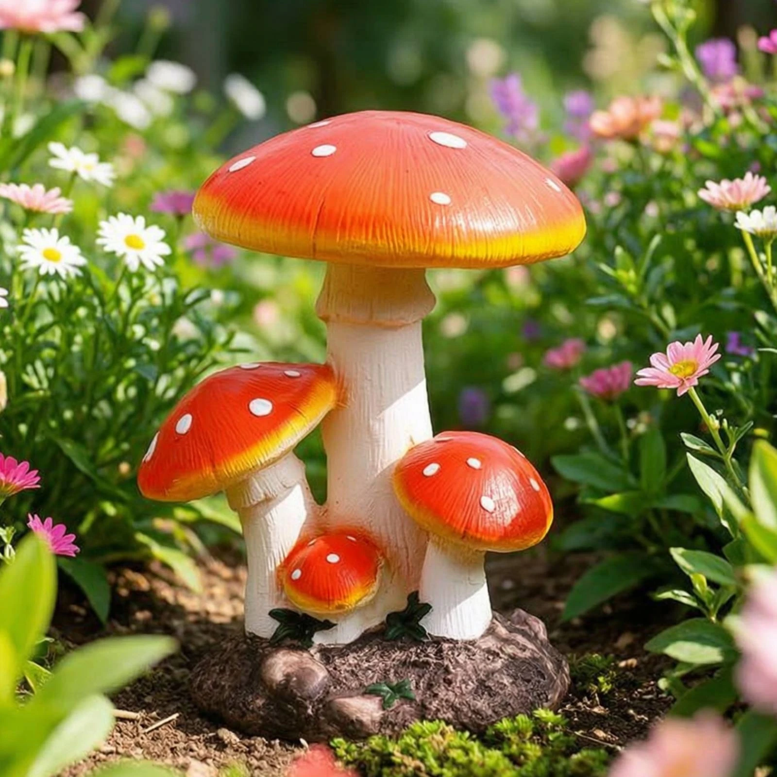 Fungus Sculpture Cute Fungus Statue Vivid Adorable for Gardeners, Garden, Courtyard