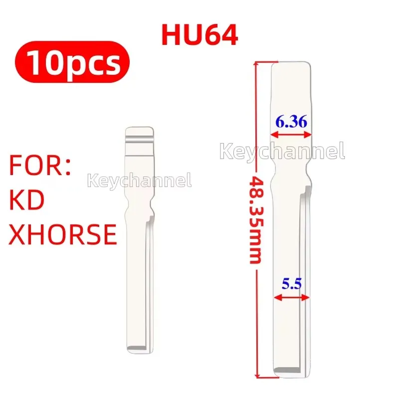 Keychannel 10pcs/lot HU64 Car Key Blade KD Flip Remote Key Blank for VW CRAFTER Benz Remote Shell Key Blade FOR KEYDIY Xhorse
