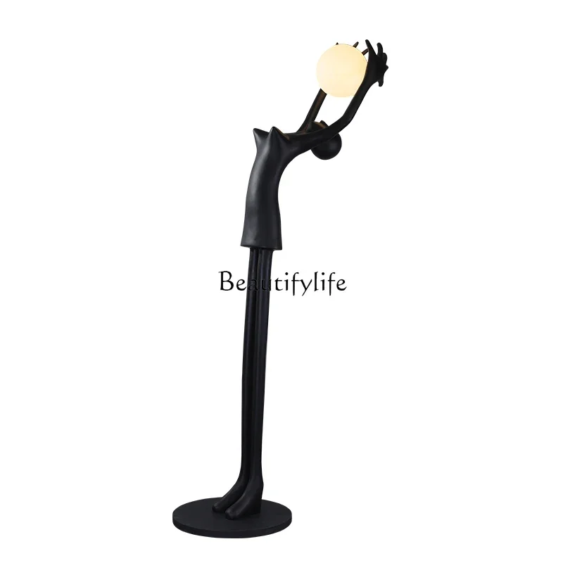 

ls 18 FG40Modern Duplex Villa Abstract Resin Sculpture Character Device Floor Big Decorations Luminous