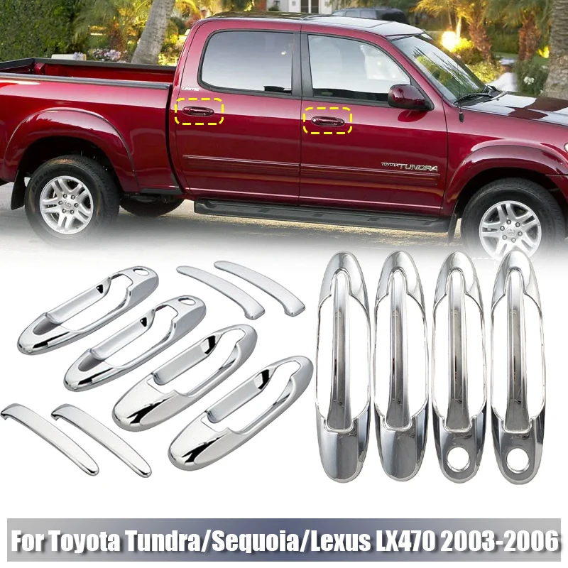Exterior Door Handle Cover Trim Fit for Toyota Sequoia，Tundra XK30 XK40，Lexus LX470 2003 2004 2005 2006 2007 Chrome